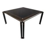 Paolo Barracchia Italian Steel and Inlaid Wood Dinning Table by Roman Deco
