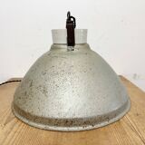 Grey metal industrial factory hanging lamp, 1960s