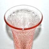 Vintage cornet vase in pink molded glass