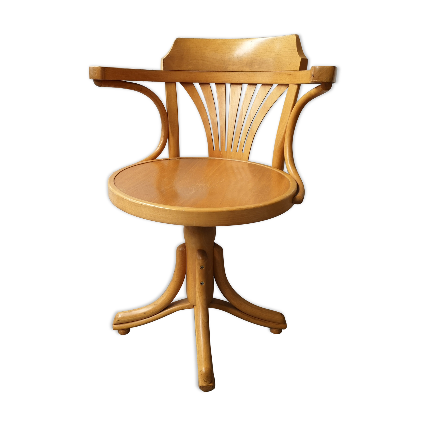 Wood swivel desk chair