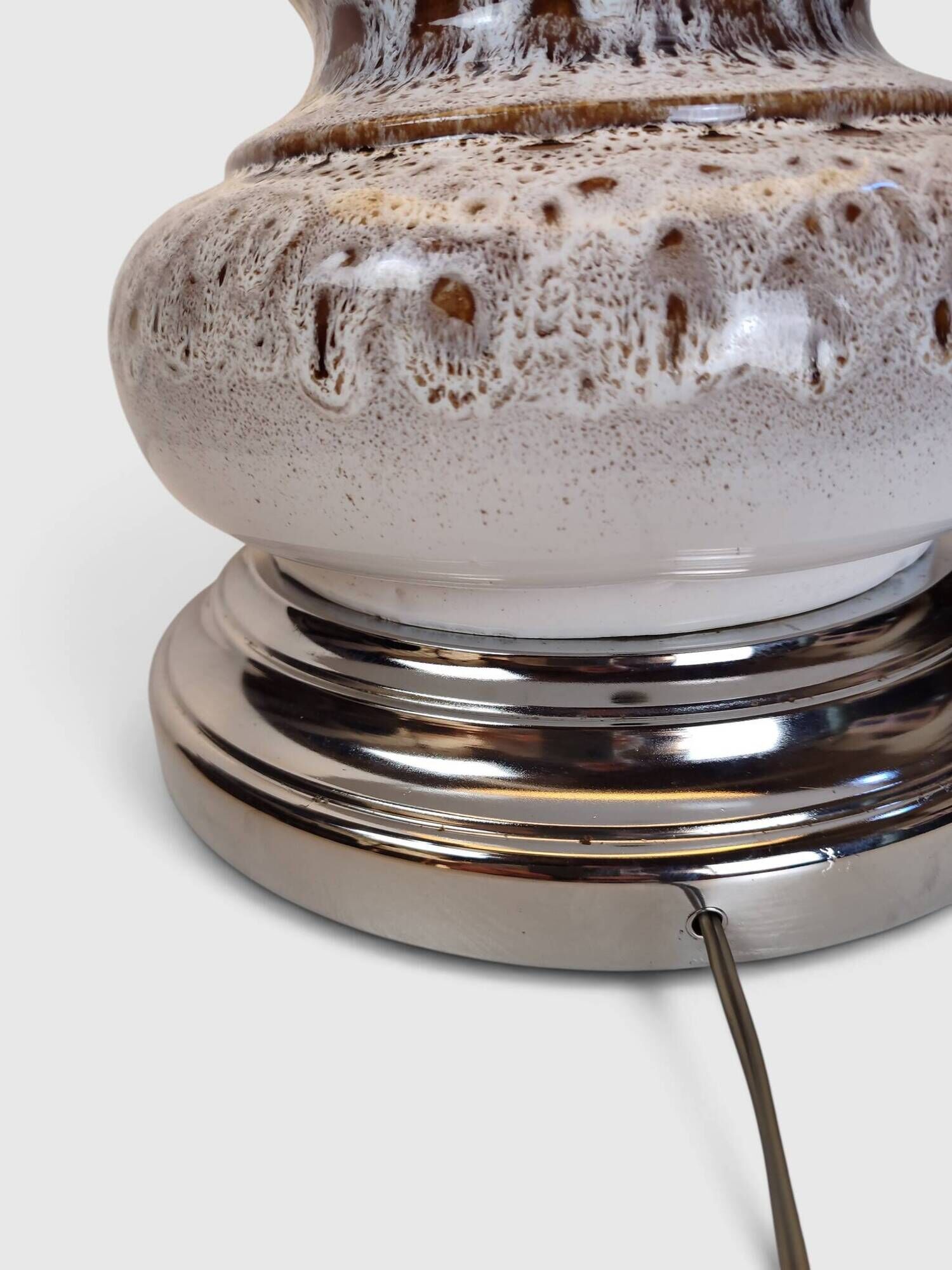 Large Vintage Ceramic "Fat Lava" and Chrome Floor Lamp, 1970s