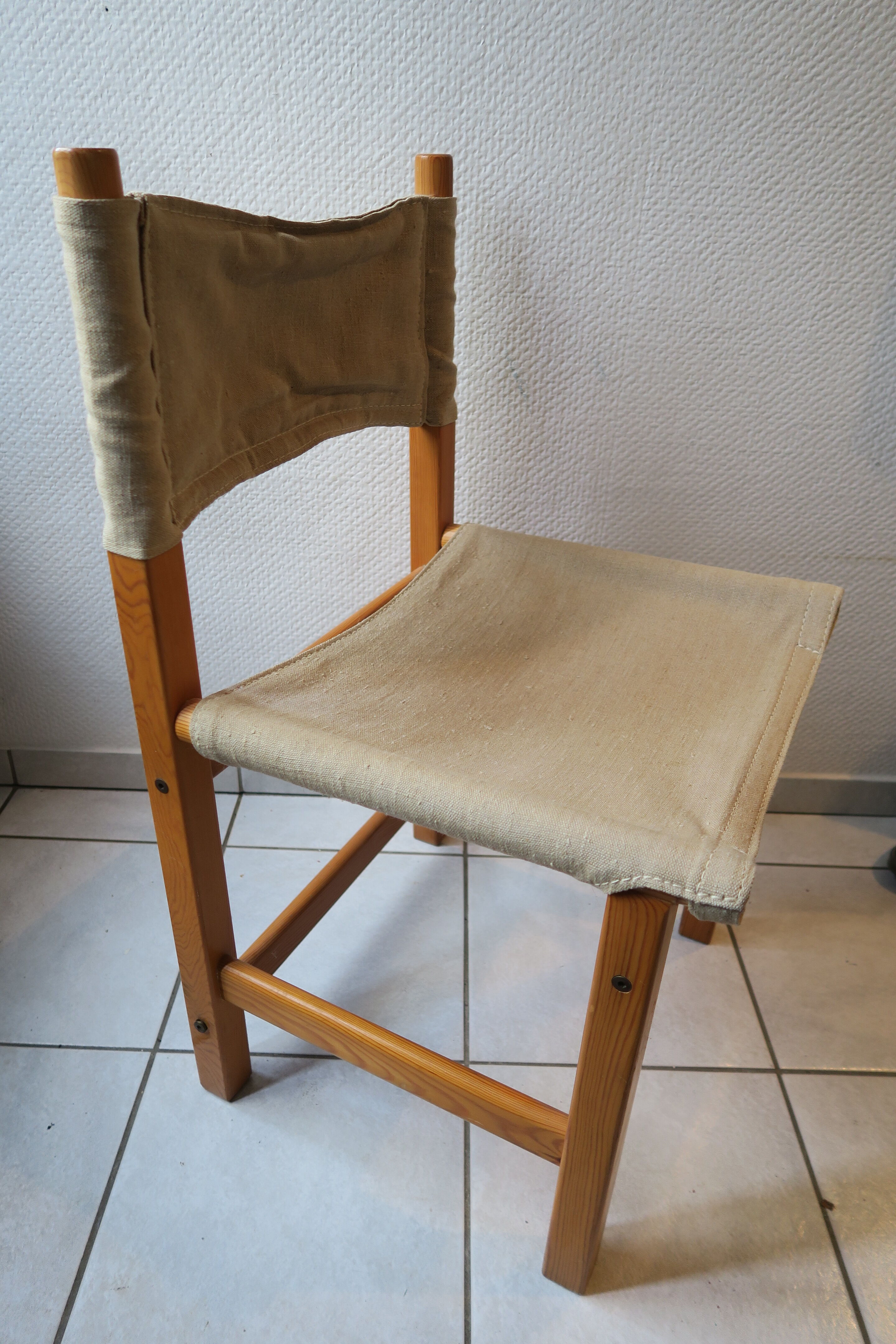 Safari chair by karin möbring. pine and canvas, 70s