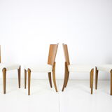 Ensemble de quatre chaises à manger restaurées modèle H-214 conçu par Jindřich Halabala, années 1950.