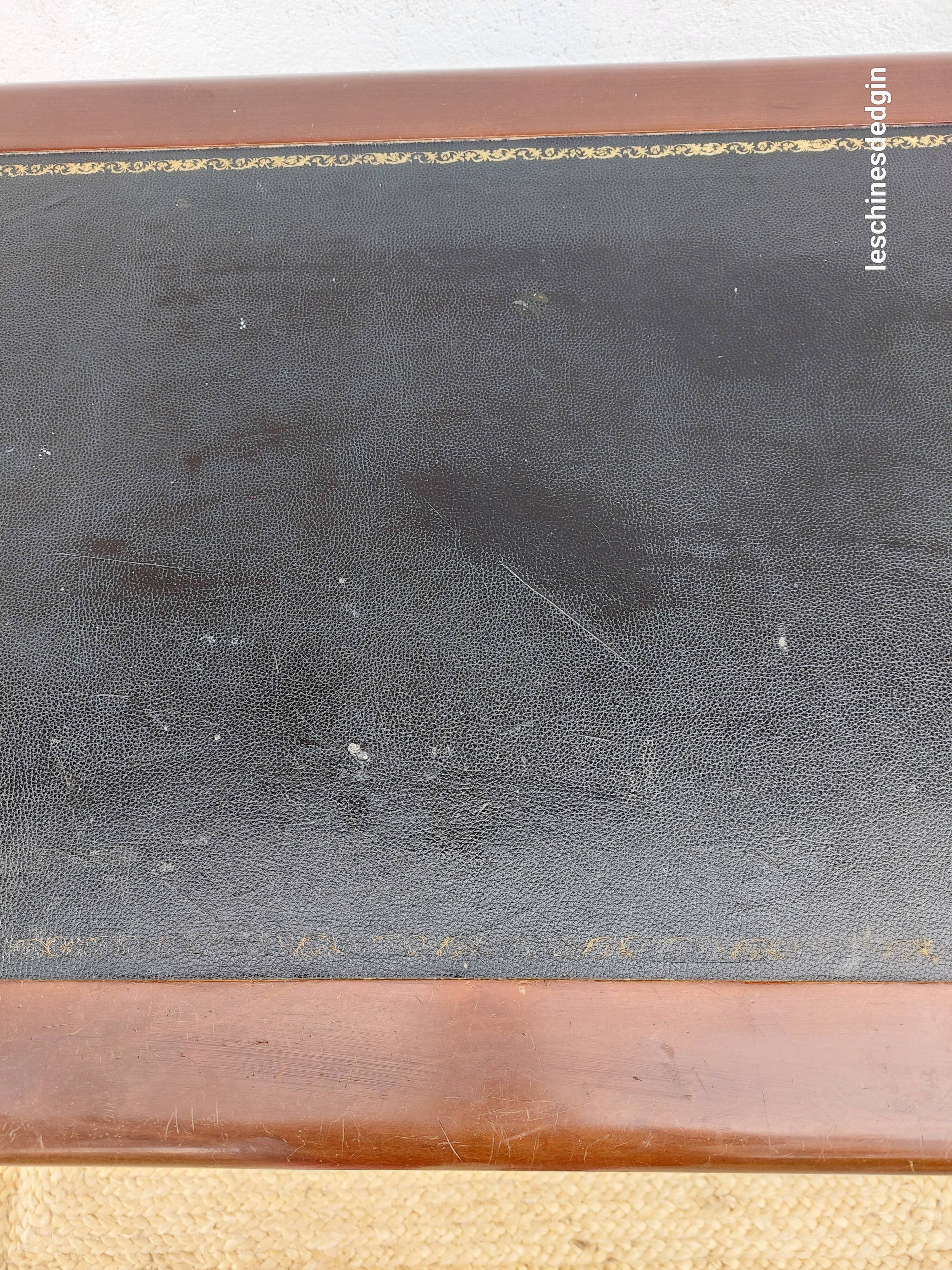 Black leather desk with extensions