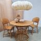 Vintage round dining set in rattan and bamboo "bohemian"