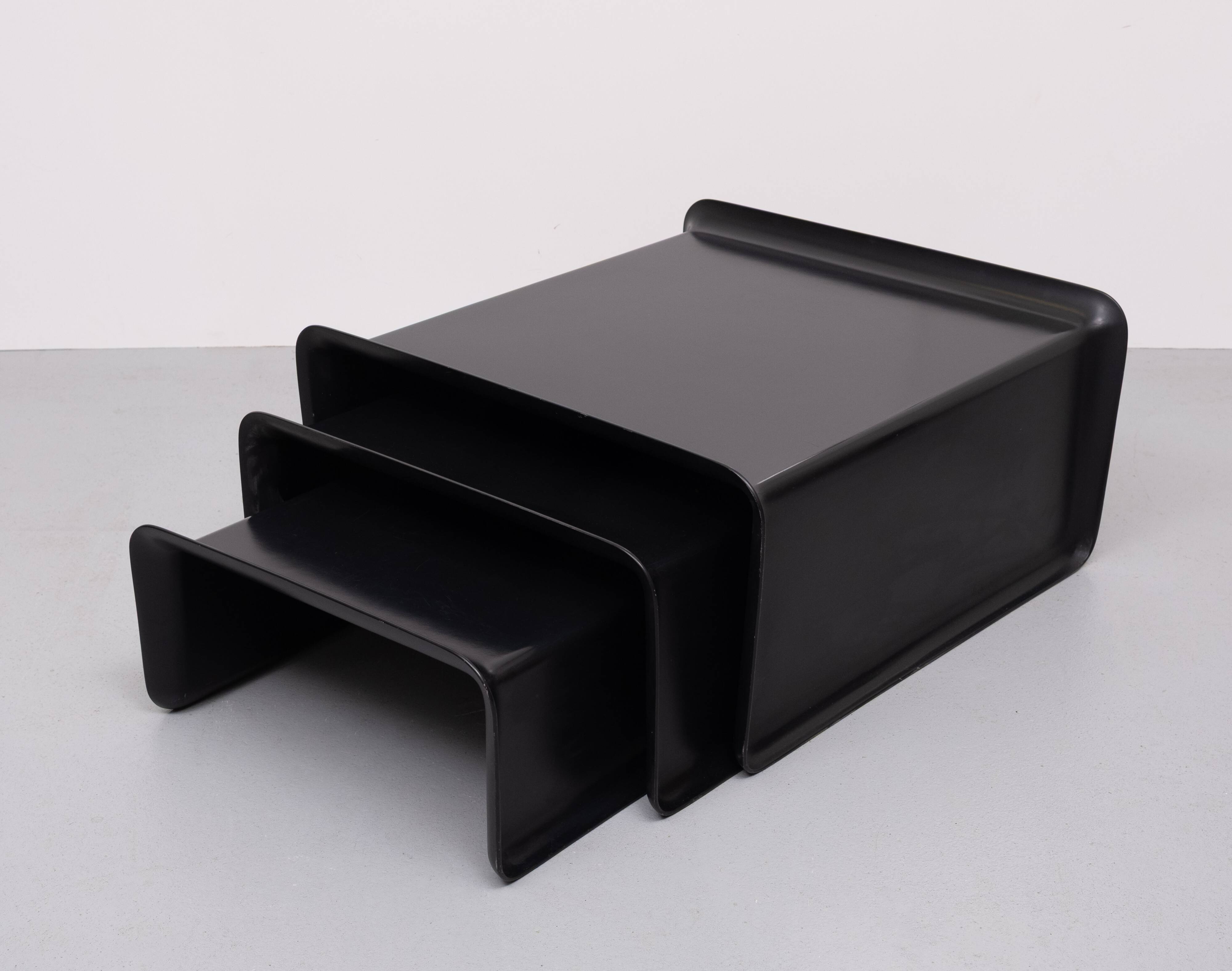 Rosenthal Large Black Fiberglass nesting tables 1970s Germany