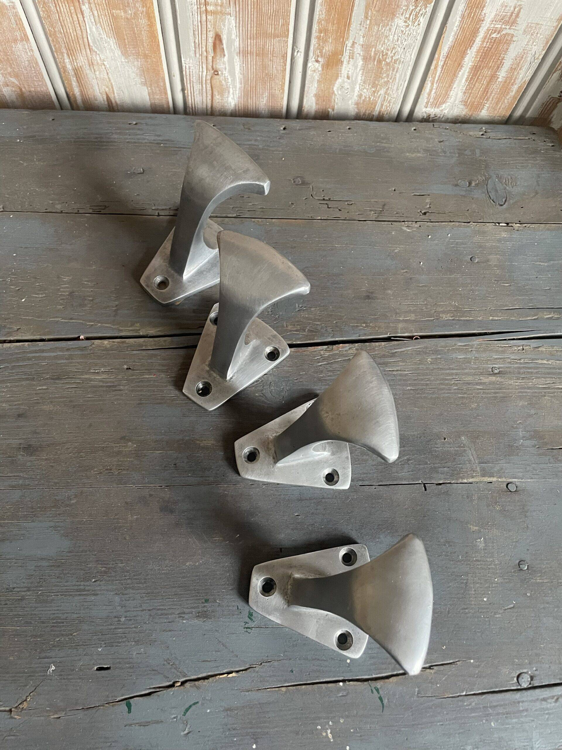 4 metal coat hooks, 1950s