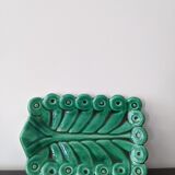 Vintage aperitif cup rectangle green stylized leaf.