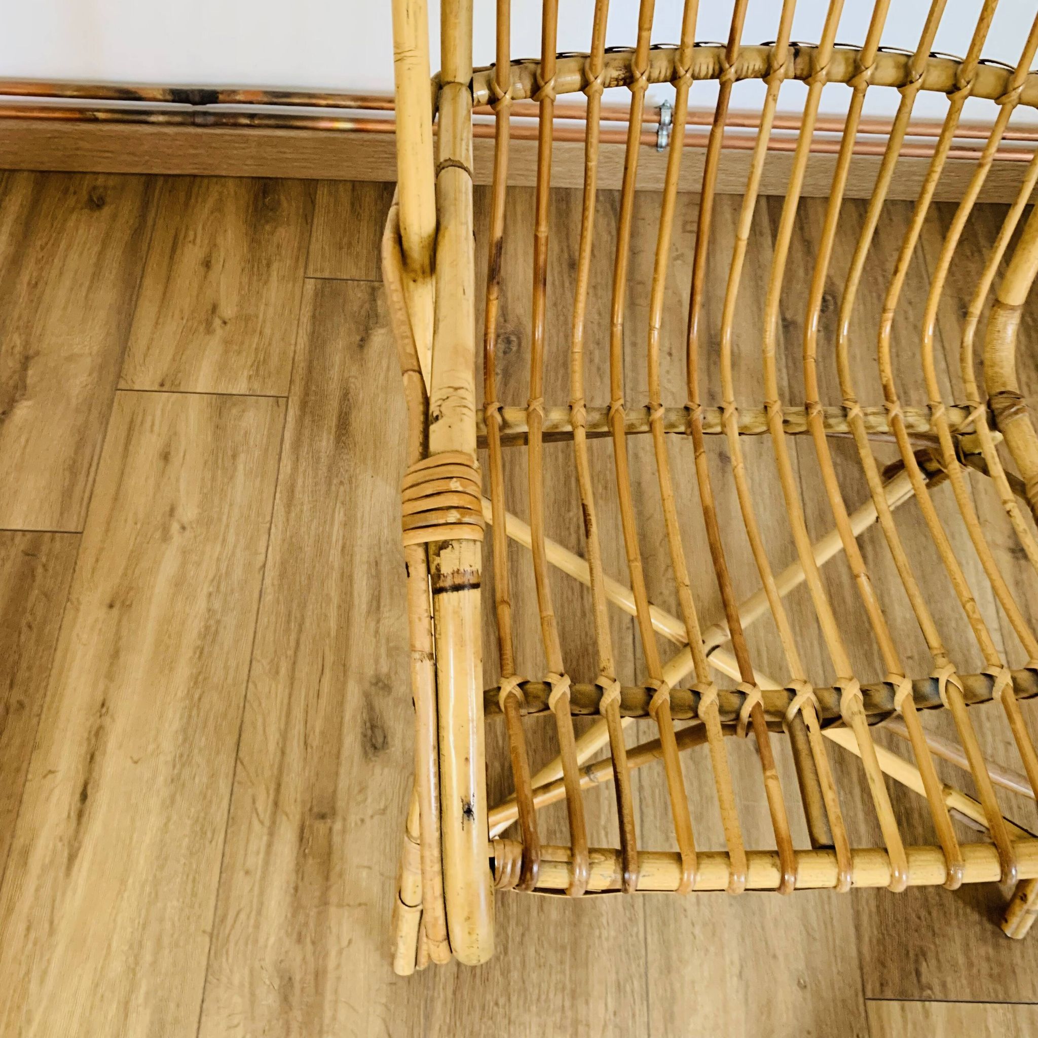 Fauteuil cubique en rotin