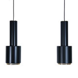 Set of 2 Alvar Aalto A110 Hand Grenade pendant lamps in black with brass detail