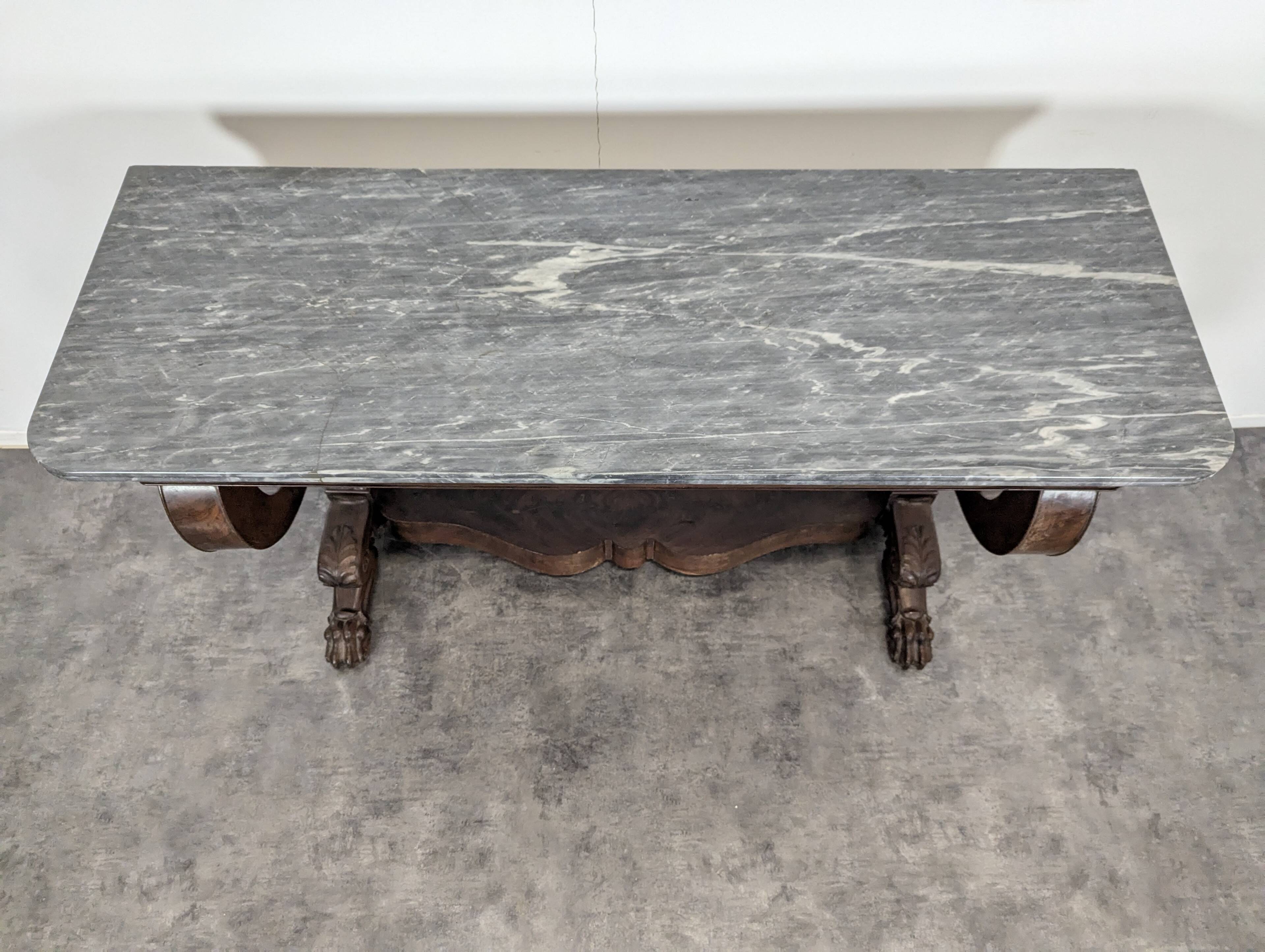 Restoration period console in flamed mahogany