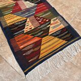Petit tapis marocain, kilim picaso, tapis tissé plat, décoration intérieure