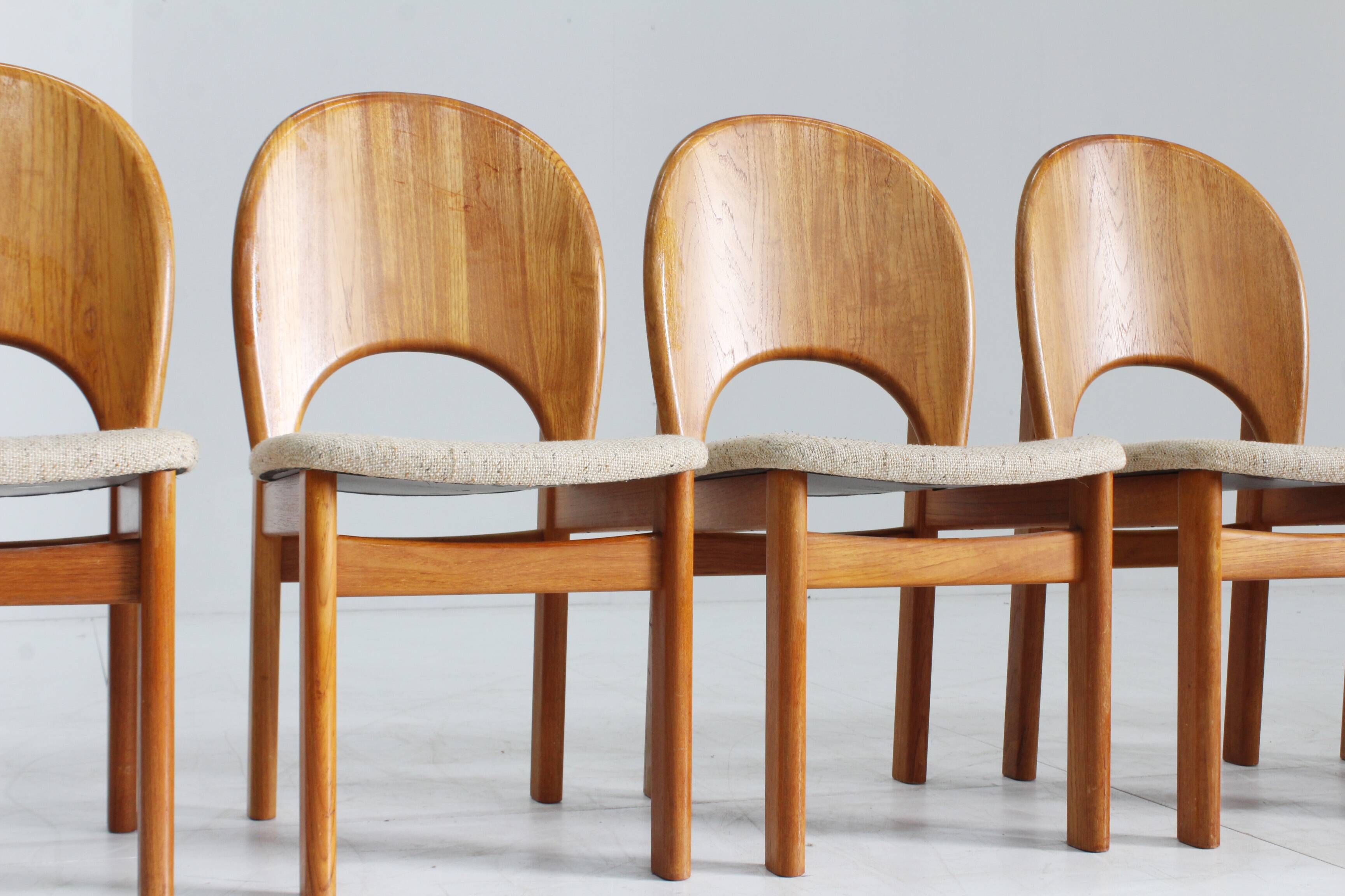 Chaises de salle à manger vintage en teck danois par Glostrup, lot de 5