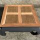 Square opium coffee table, solid teak, elephant legs