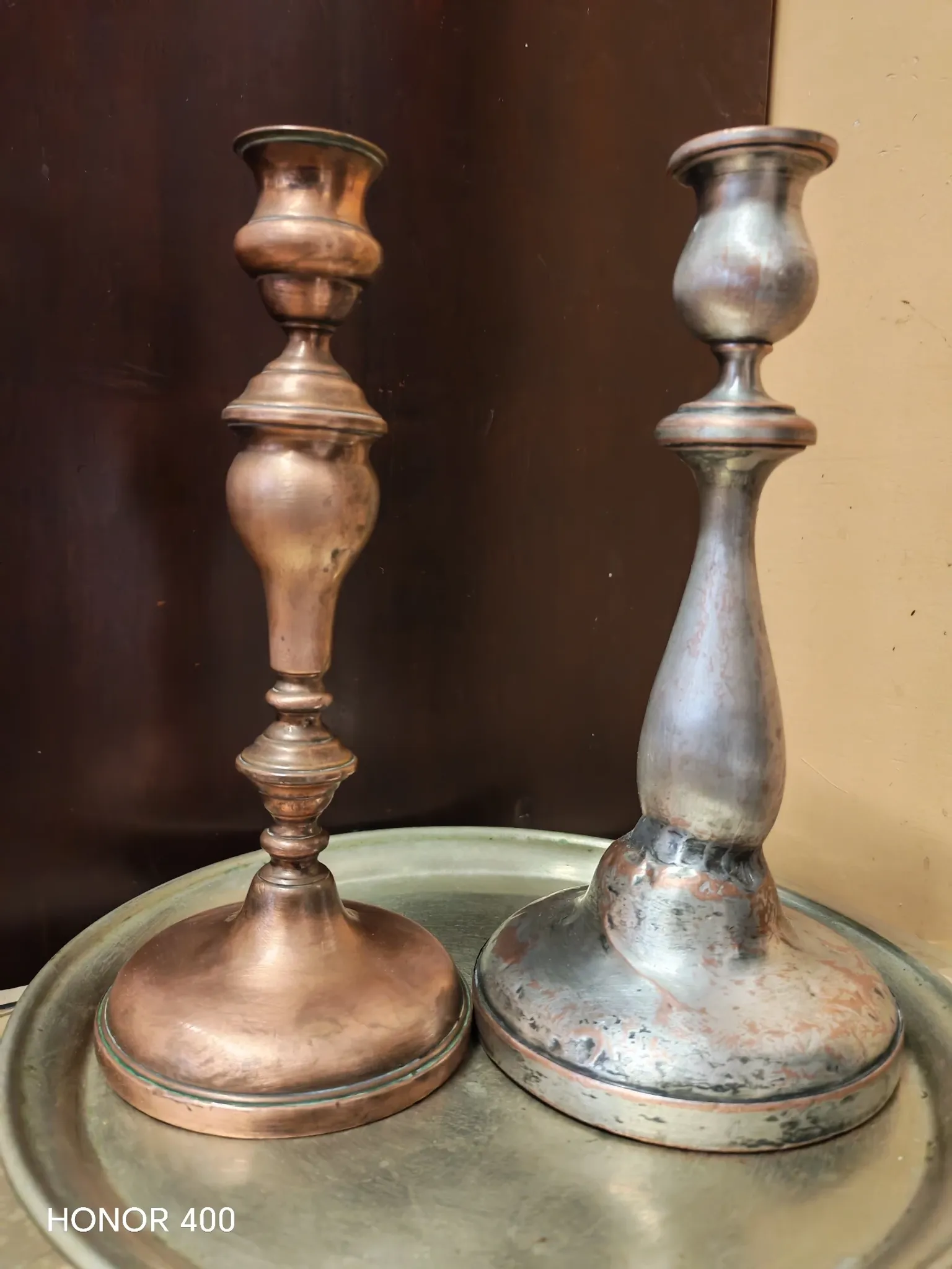 Duo of ancient torches with wabi-sabi patina