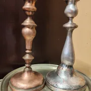 Duo of ancient torches with wabi-sabi patina