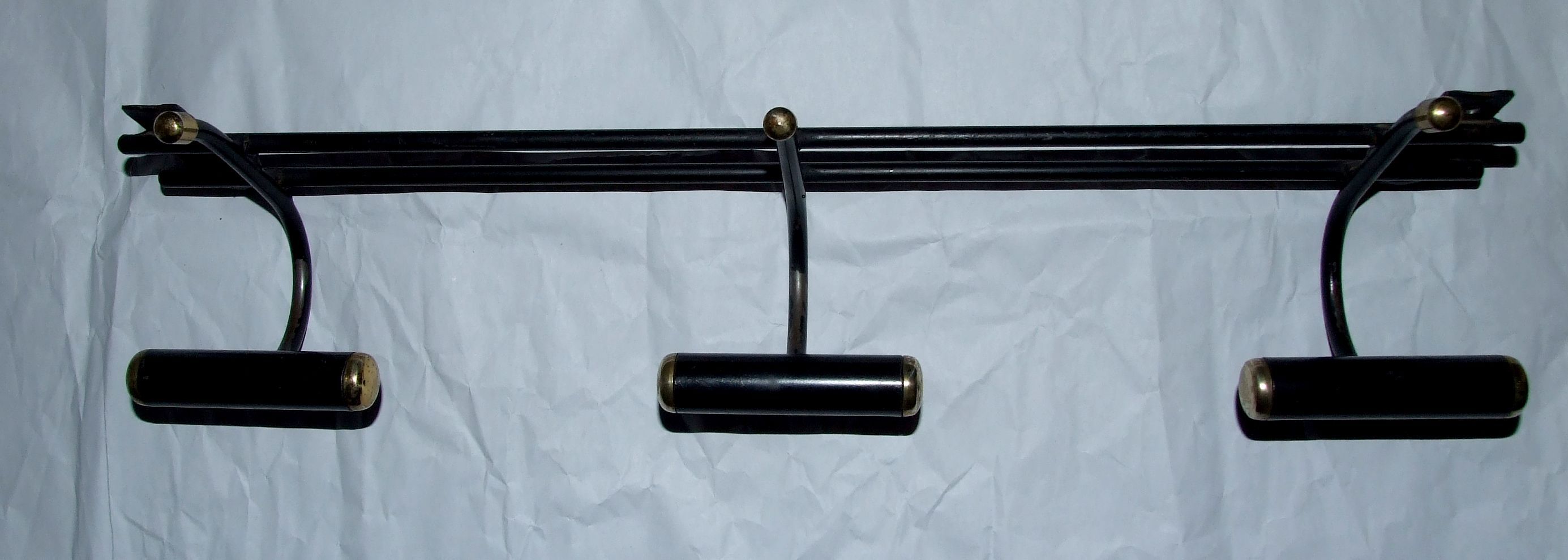 Vintage 1970s metal wall coat rack