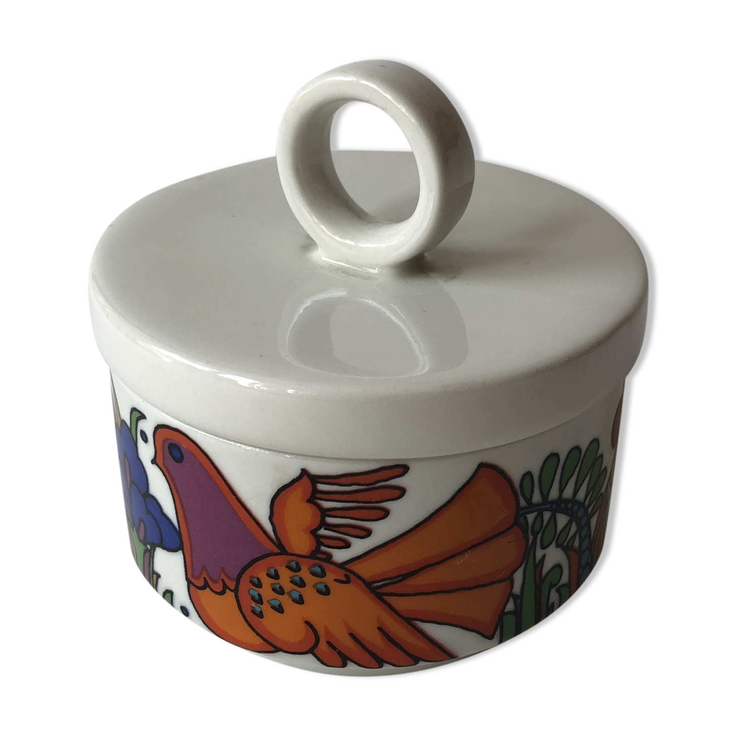 Pot with lid in porcelain "Acapulco".