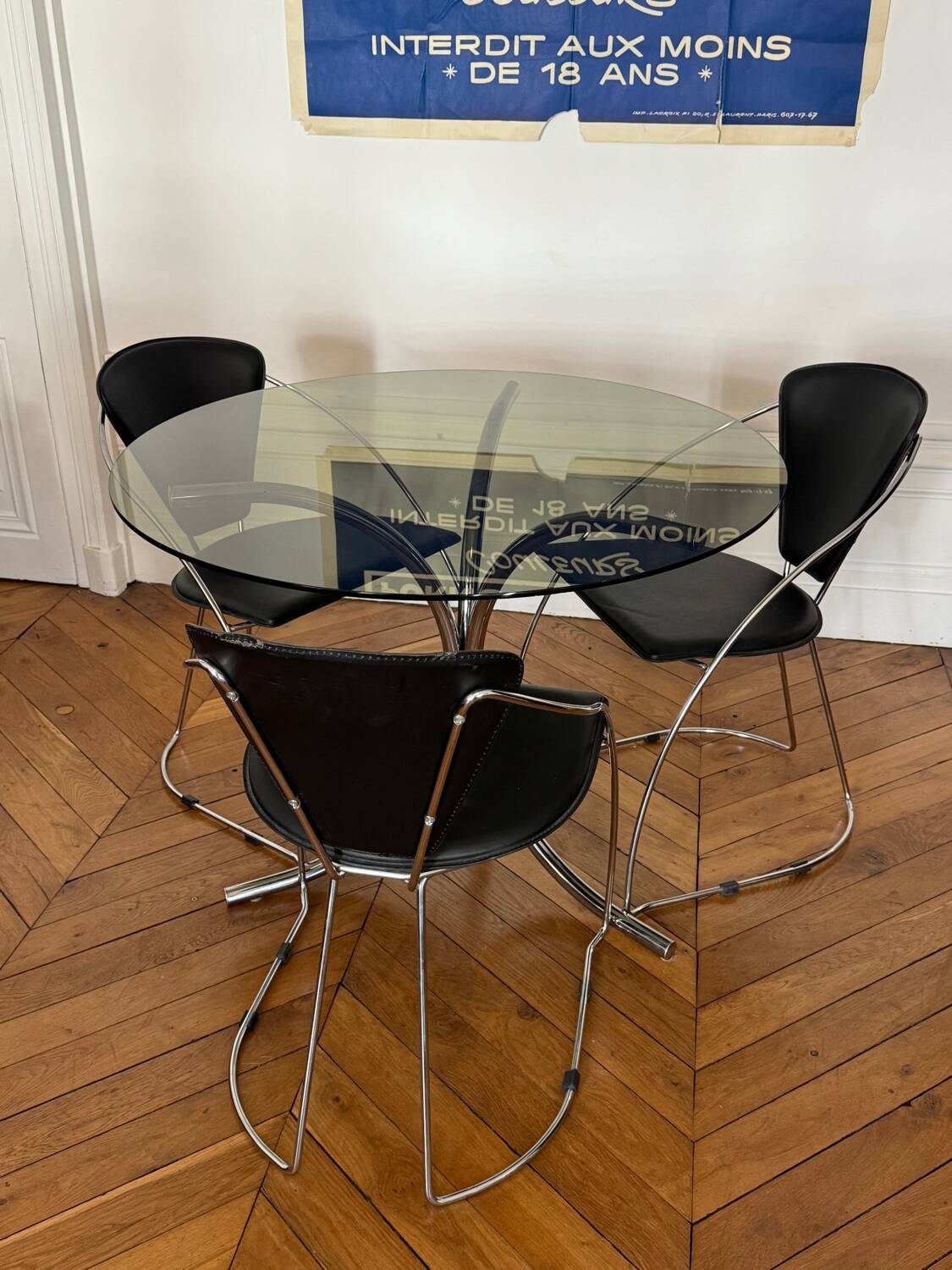 Leather and chrome steel chair - Linda by Arrben