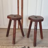 Paire de tabourets brutaliste