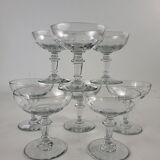 Set of 8 glass champagne glasses XIXth