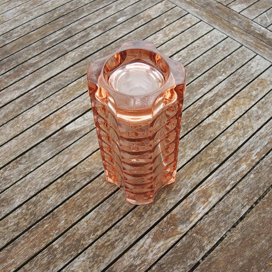 Antique Rosaline vase in pink molded glass