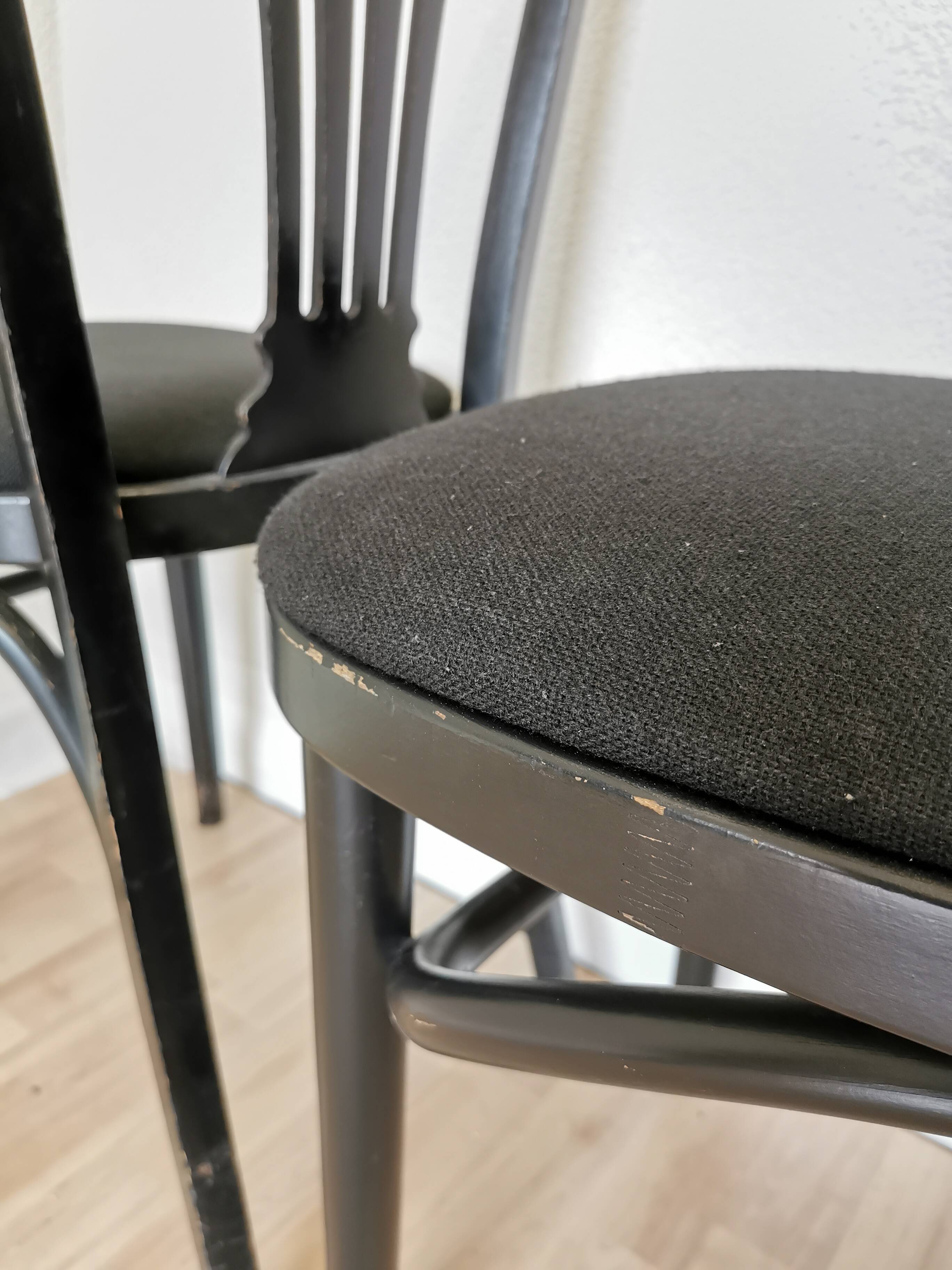 Set of 4 Vintage Black Wooden Dining Chairs: STOL Kamnik, 70s, Yugoslavia