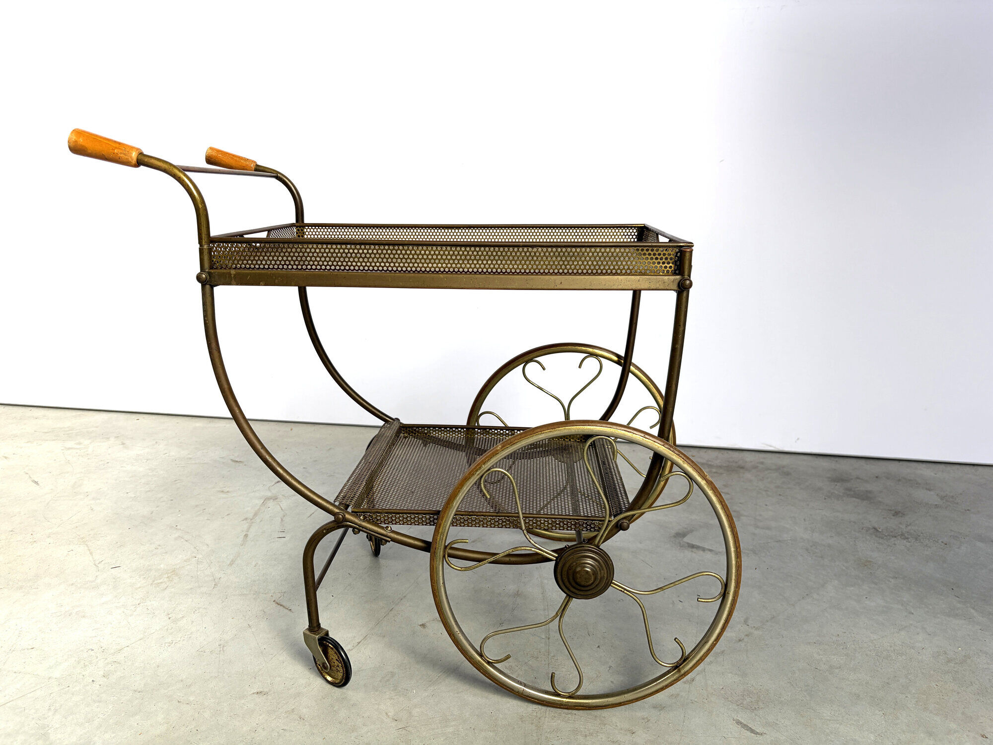 Serving trolley in perforated metal by Josef Frank for Svenskt Tenn, Sweden, 1950s