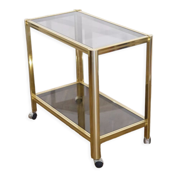 Desserte en laiton et verre 1970