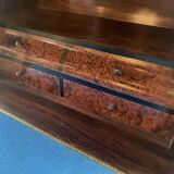Inlaid wooden secretary, marble top. Napoleon III
