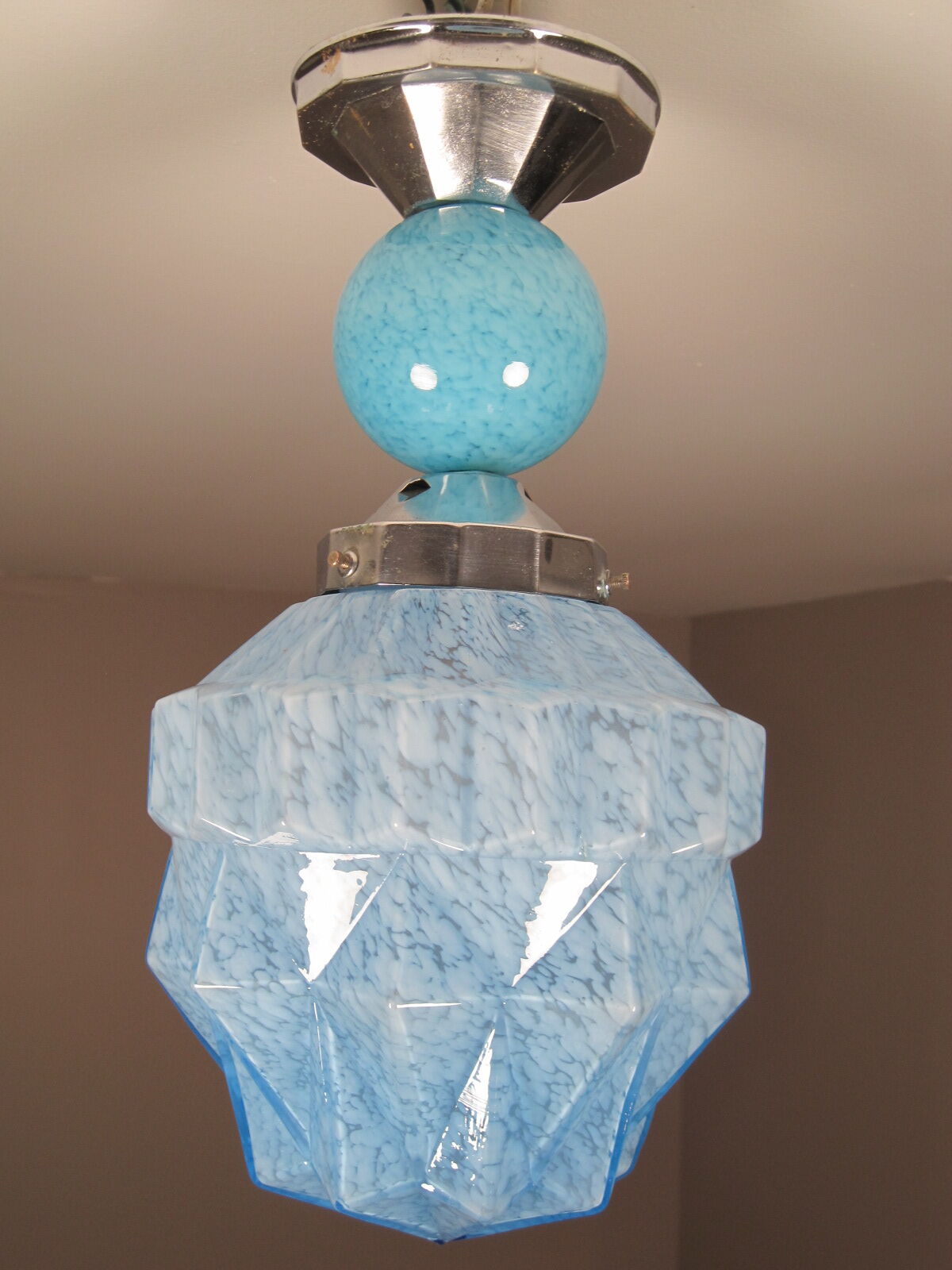 Double ceiling suspension lamp globe in glass