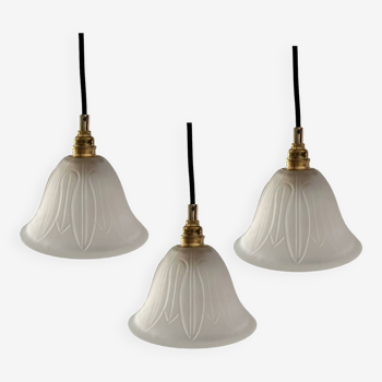 Set of three Art Deco pendant lights