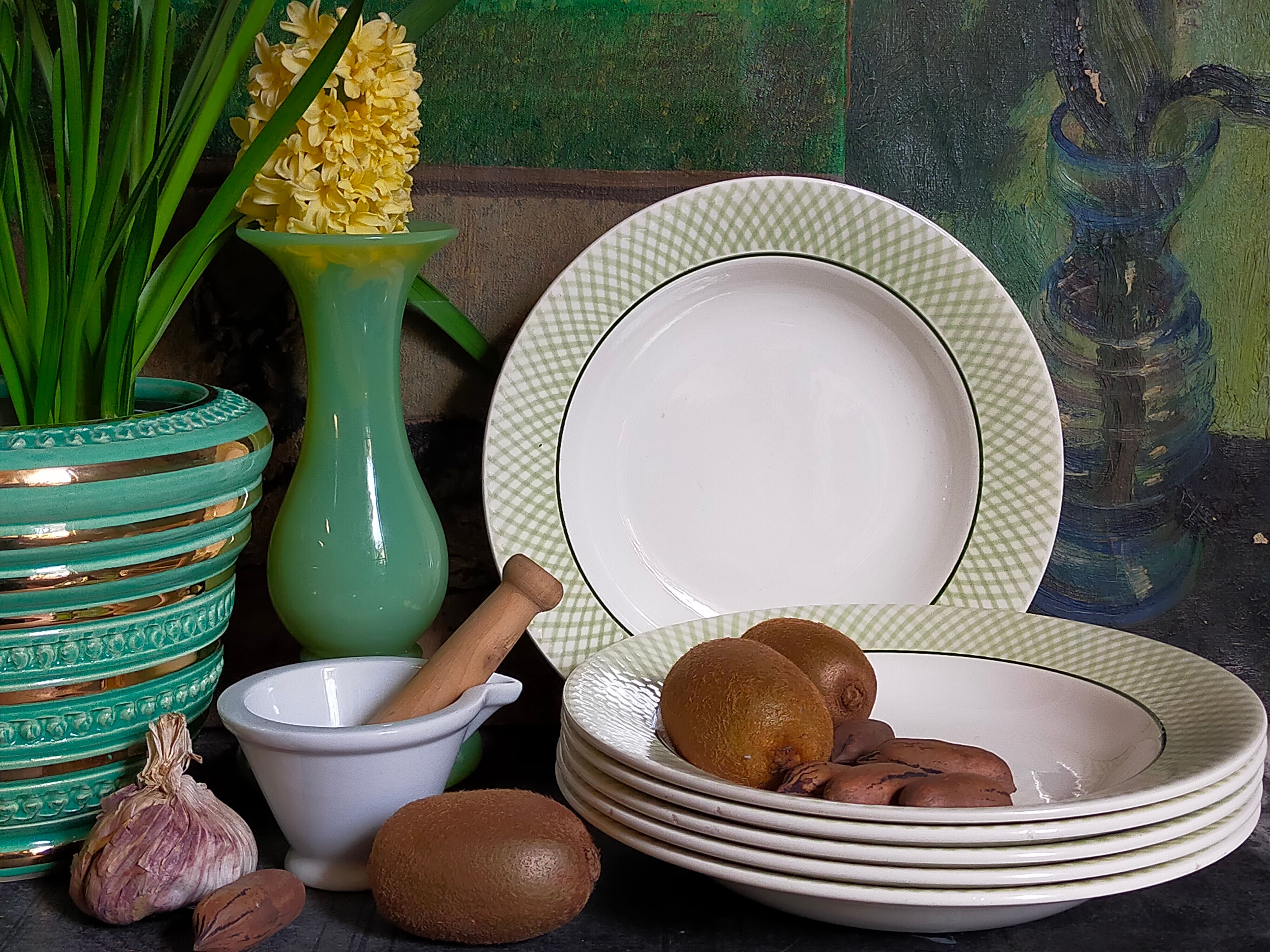 Six assiettes faïence de salins service "iseran" années 50