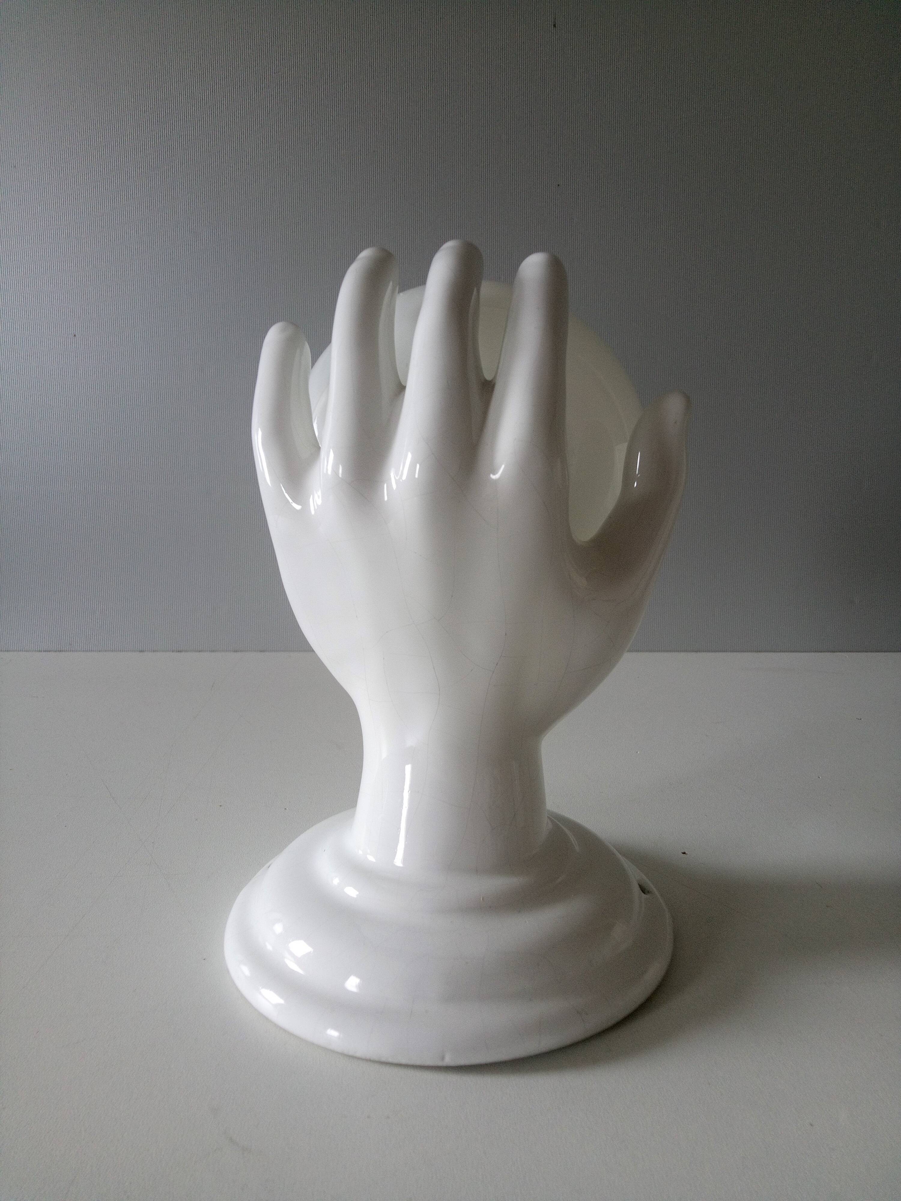 Applique main céramique blanche et opaline 1970