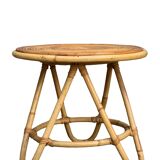 Pair of rattan tripod coffee tables 1950