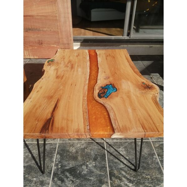 Table basse design bois massif résine epoxy | Selency