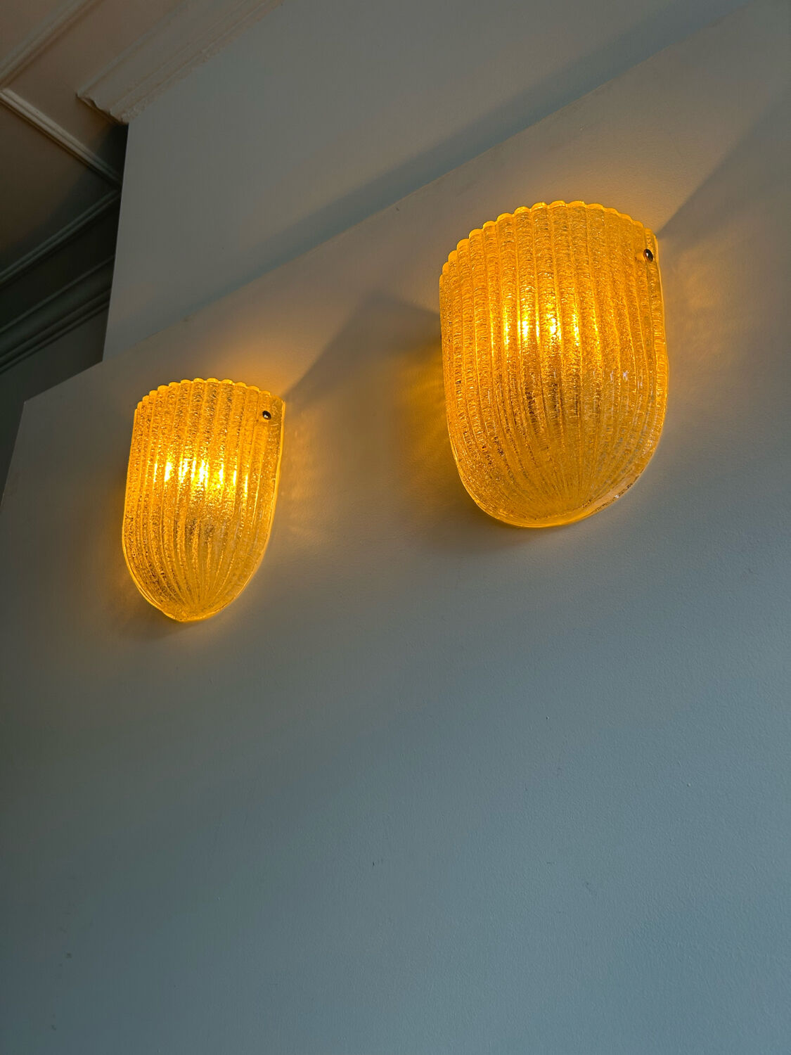 Pair of vintage murano wall lamps, zonca italy 1970