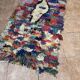 Vintage Moroccan Boucherouite rug: small abstract rug