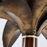 Maison Jansen style pair of bronze mahogany palm tree lamps 1960s