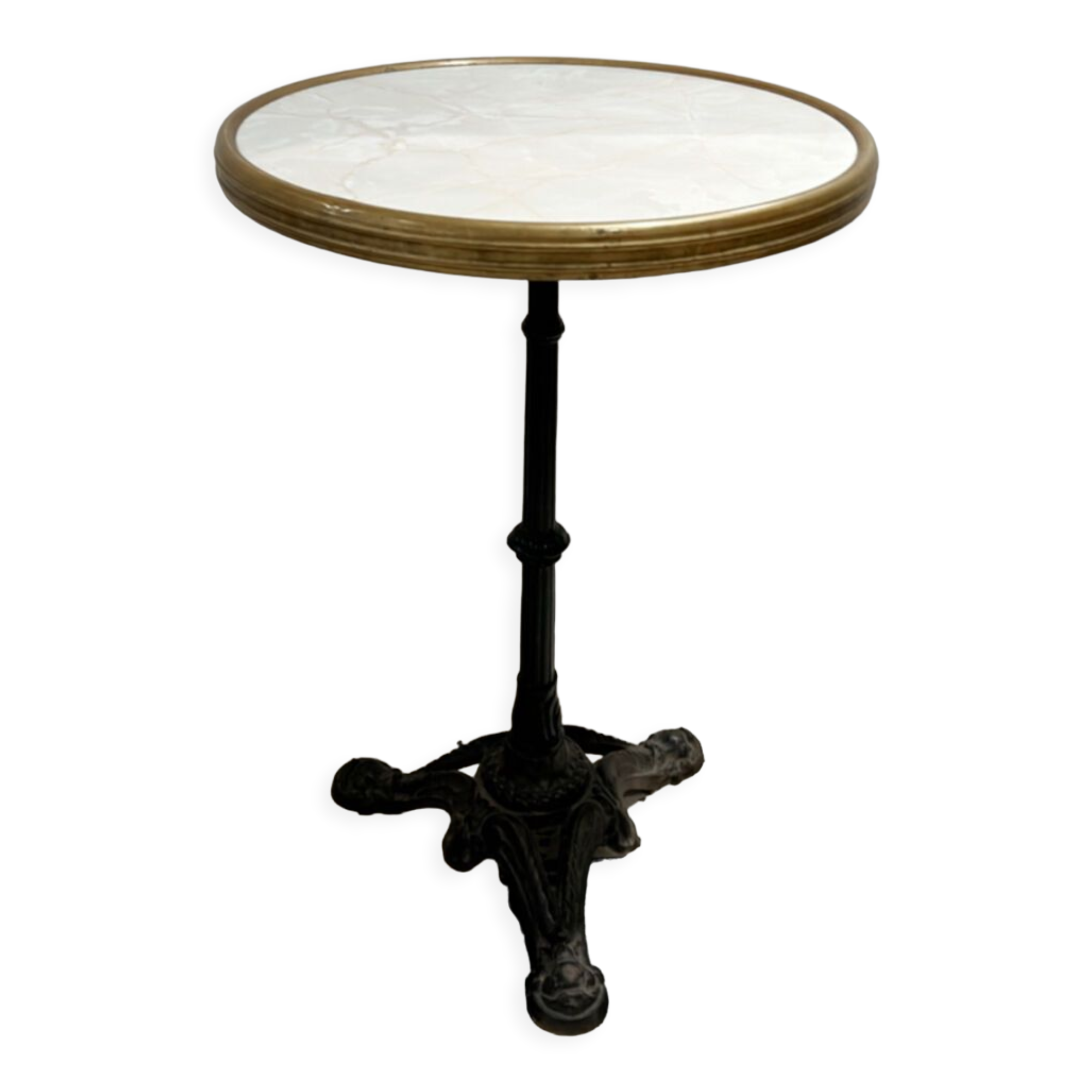 Bistro table cast iron marble and brass
