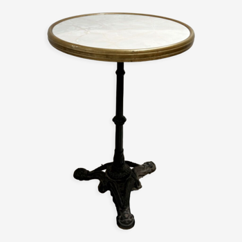 Table bistrot fonte marbre et laiton