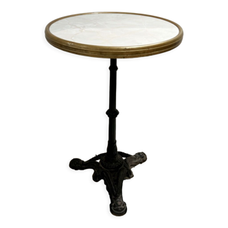 Table bistrot fonte marbre et laiton