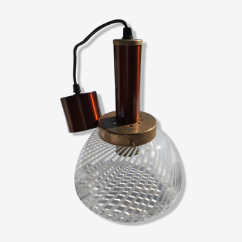 Suspension copper glass blown striped white