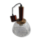 Suspension cuivre verre soufflé rayé blanc