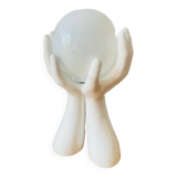 Lampe à main vintage en céramique blanche. France années 1970. Style Memphis