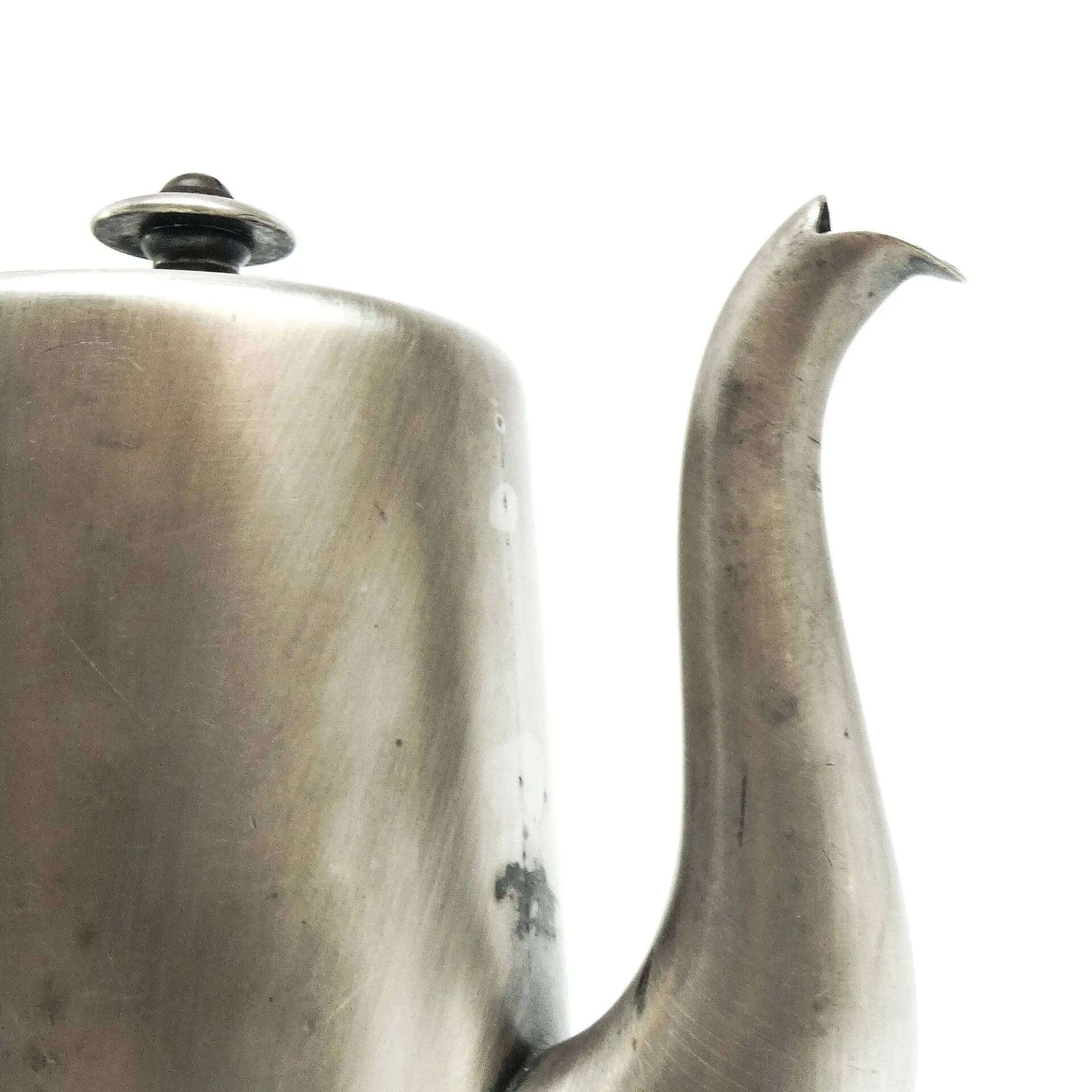 Hotel coffee pot, Eclecticism, silver-plated brass, Poland, 1920s.