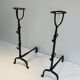 Pair of wrought iron landiers. french work ,seventeenth century