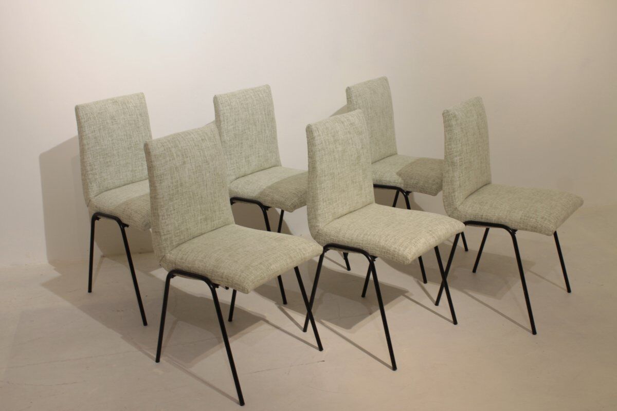 Set of 6 "Robert" chairs by Pierre Guariche for Meurop, 1961