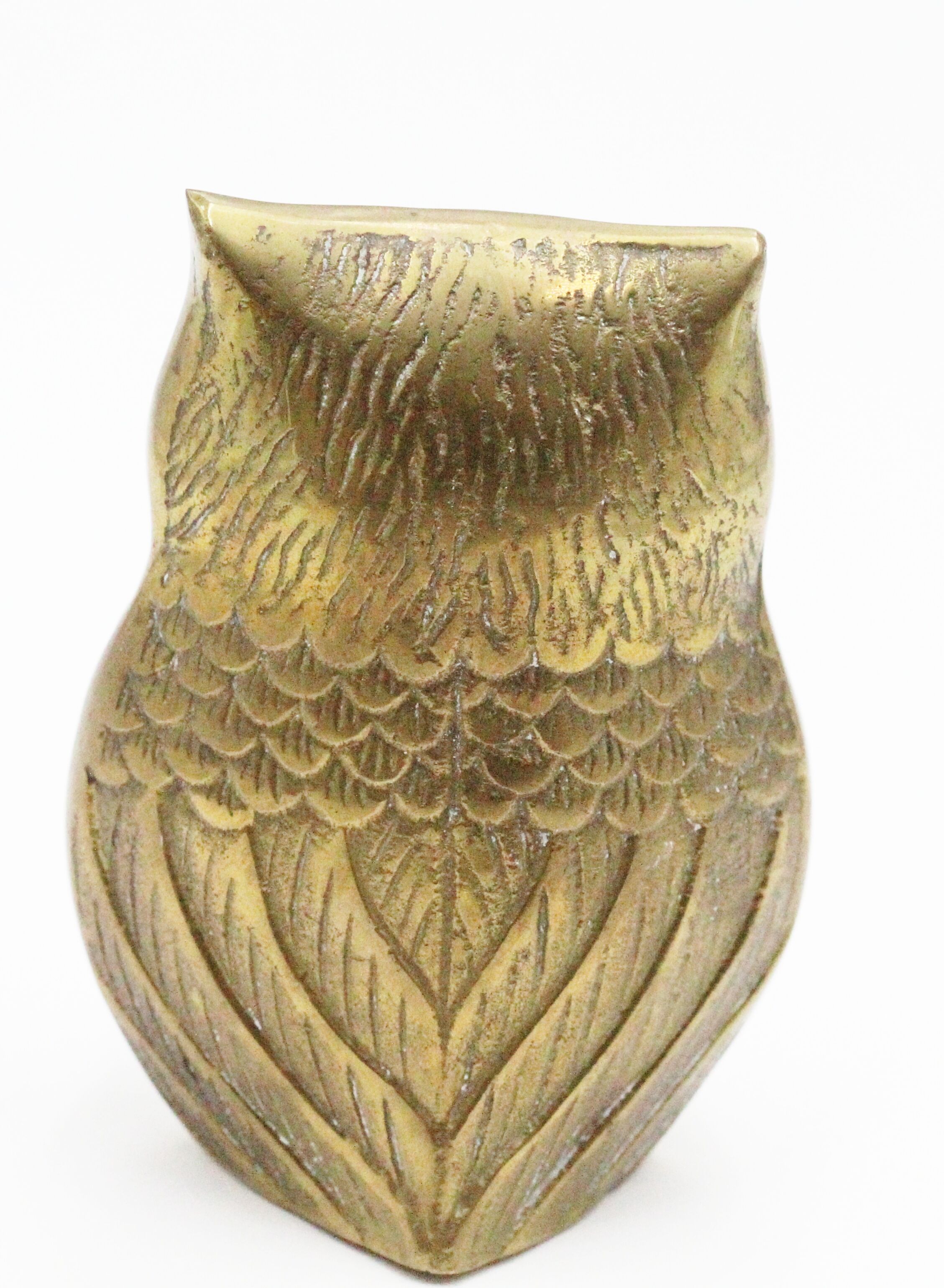 Ancient brass owl statue