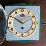 Clock formica vintage silent wall square "FFR golden green"